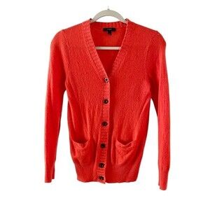 J.Crew Red V Neck Long Sleeve Front Pockets Button Front Sweater Cardigan XS